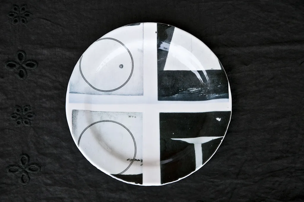 BIANCO NERO - Luxury Glass Dinner set with printed goblets
