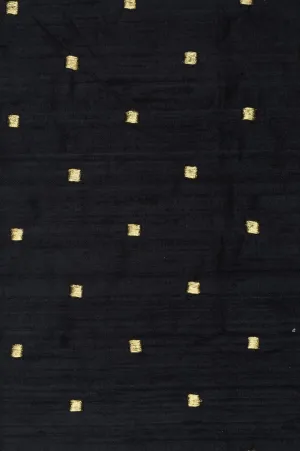 Black 220 Embroidered Dupioni Silk