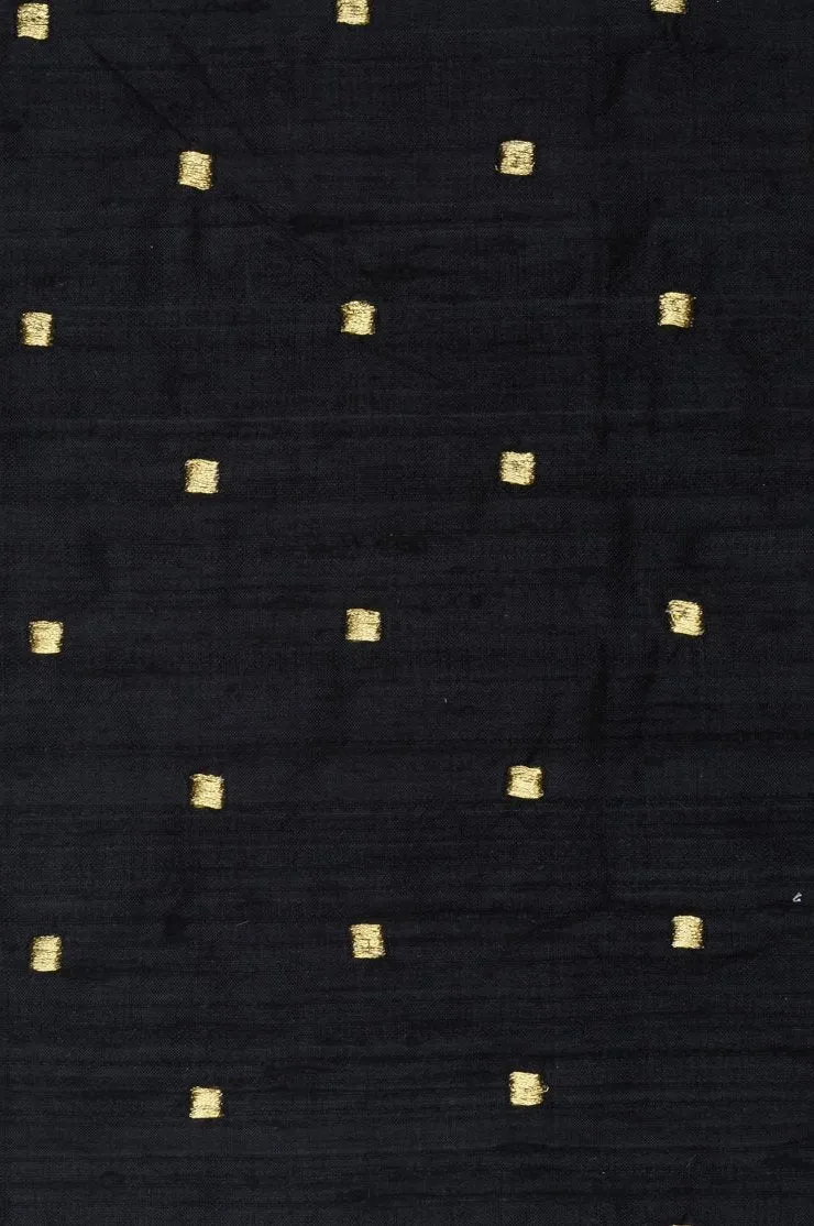 Black 220 Embroidered Dupioni Silk