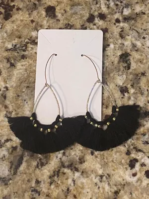 Black Fan Tassel on Gold Hook