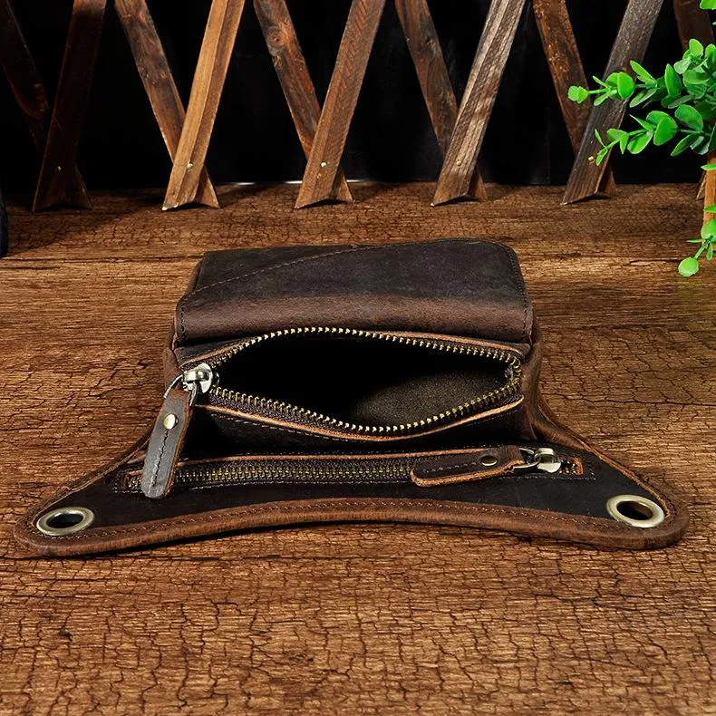 Black Leather Waist Drop Leg Thigh Bag Outdoor Motorcycle Thigh Bag Biker Thigh Bag for Men