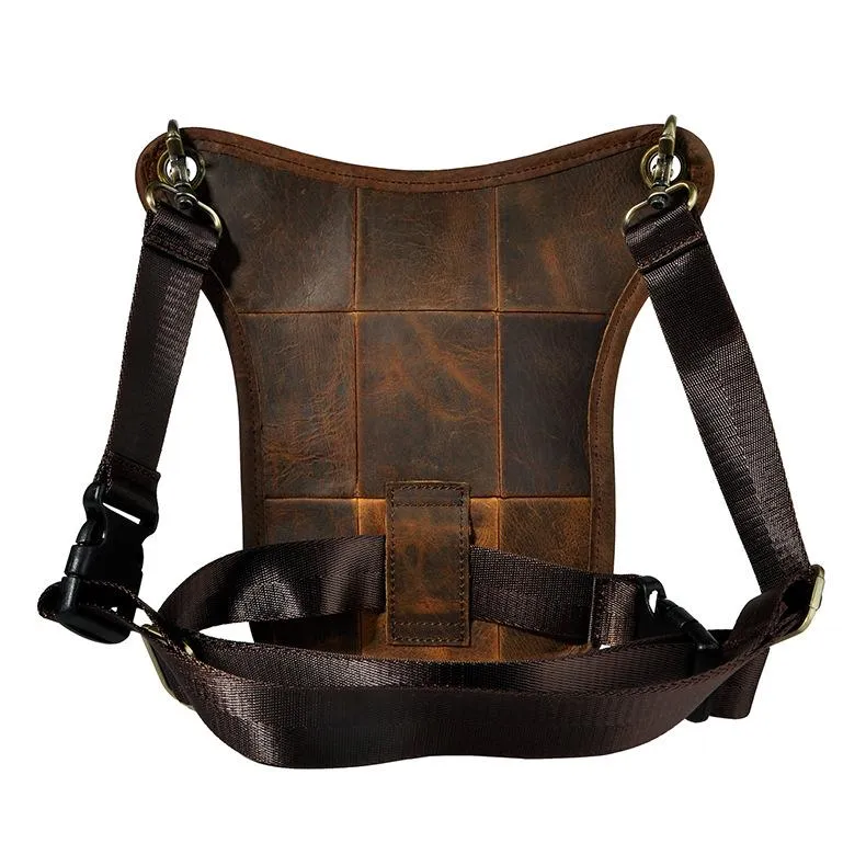 Black Leather Waist Drop Leg Thigh Bag Outdoor Motorcycle Thigh Bag Biker Thigh Bag for Men