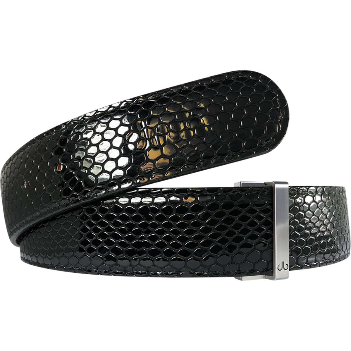 Black Snakeskin Leather Belt