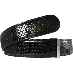 Black Snakeskin Leather Belt
