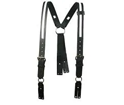 Boston Leather Firefighter's Leather Suspenders w/ Reflective Ribbon