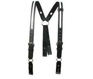 Boston Leather Firefighter's Leather Suspenders w/ Reflective Ribbon