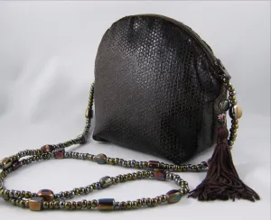 Brown Faux Snakeskin, Small Purse