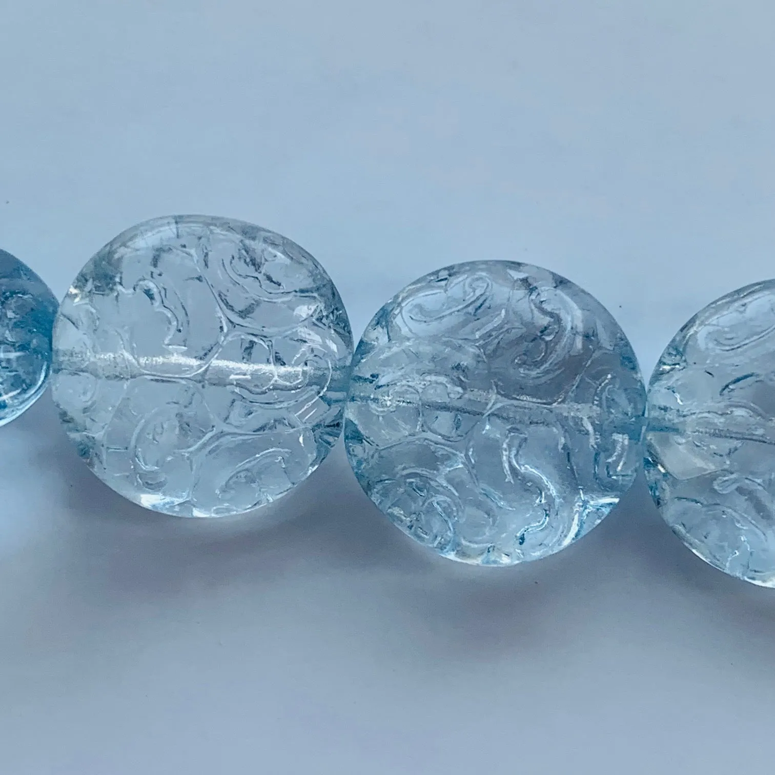 Button Coin Czech Beads Ice Blue 13mm