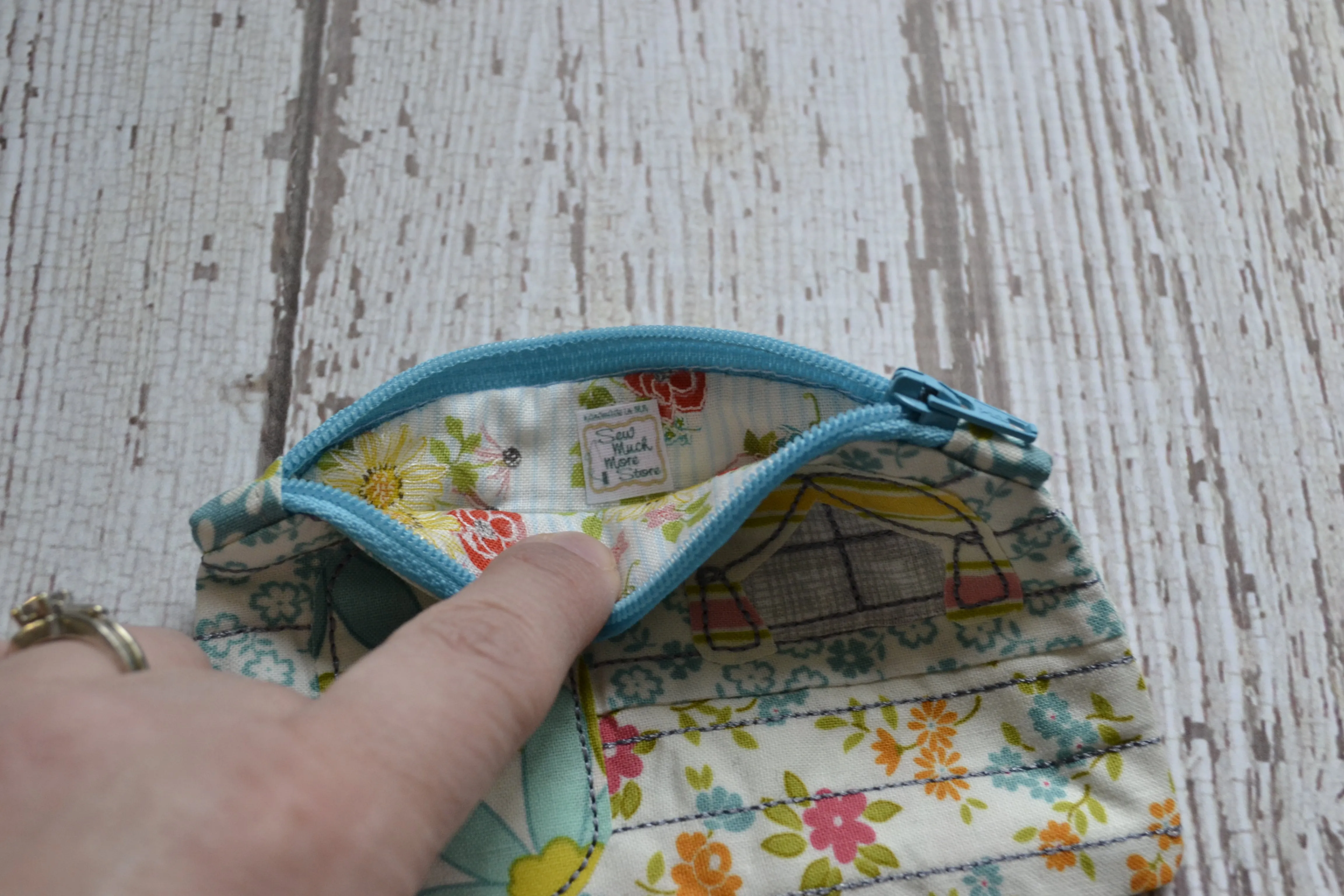 Camper Shaped Coin Purse -Re-Purposed Fabric - Group N - (3)