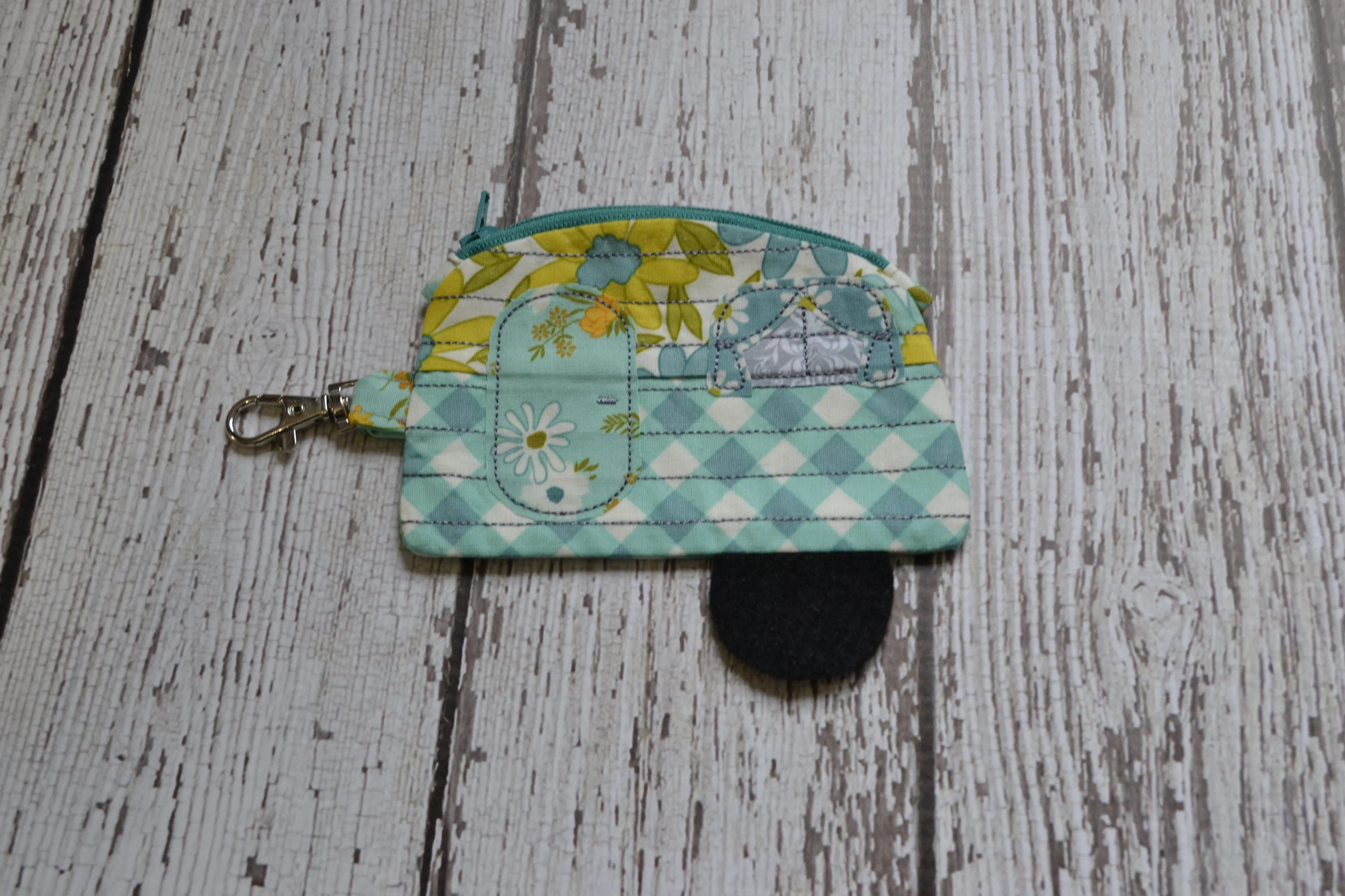 Camper Shaped Coin Purse -Re-Purposed Fabric - Group N - (3)