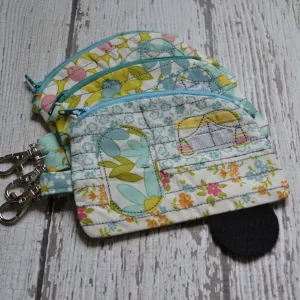 Camper Shaped Coin Purse -Re-Purposed Fabric - Group N - (3)