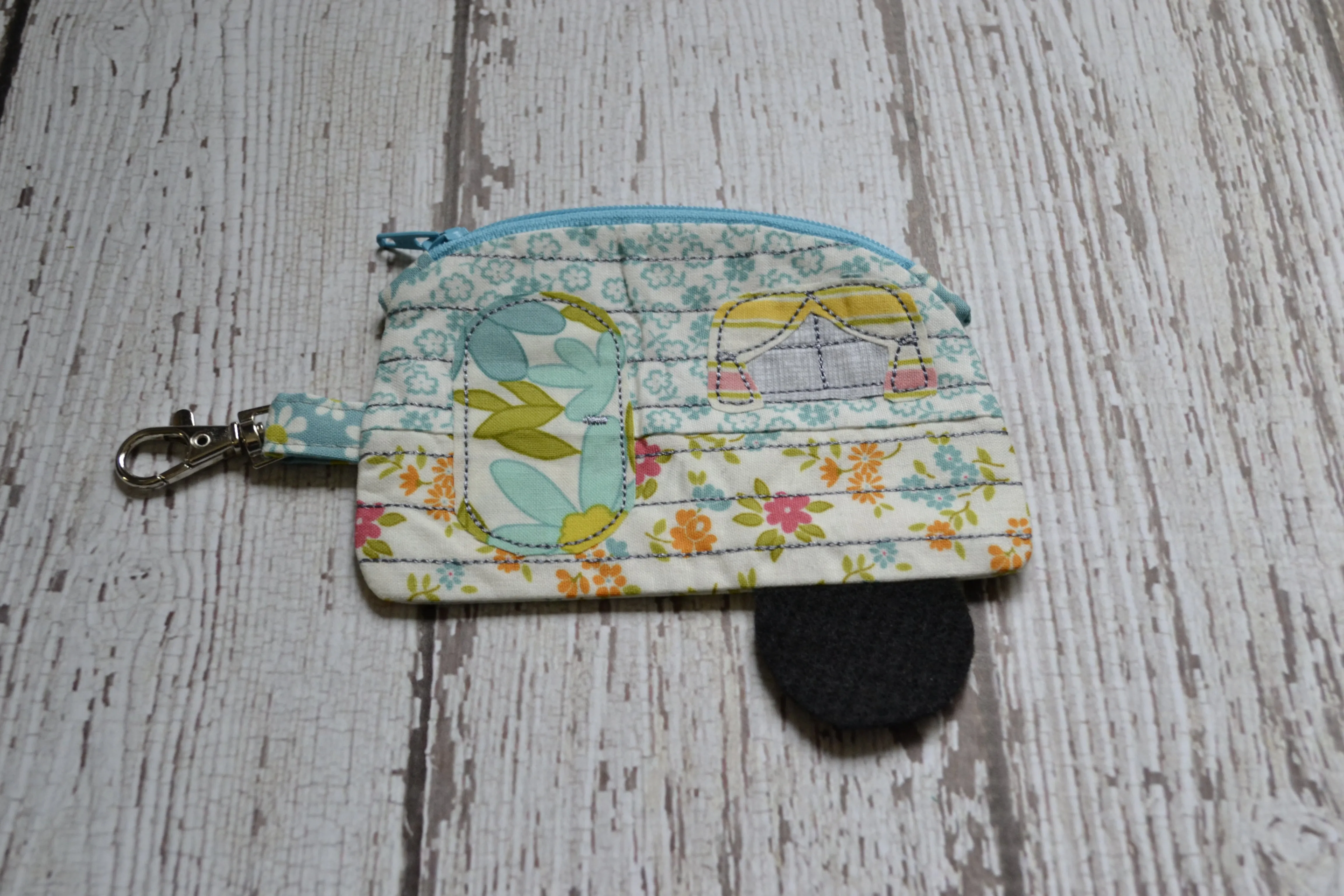 Camper Shaped Coin Purse -Re-Purposed Fabric - Group N - (3)