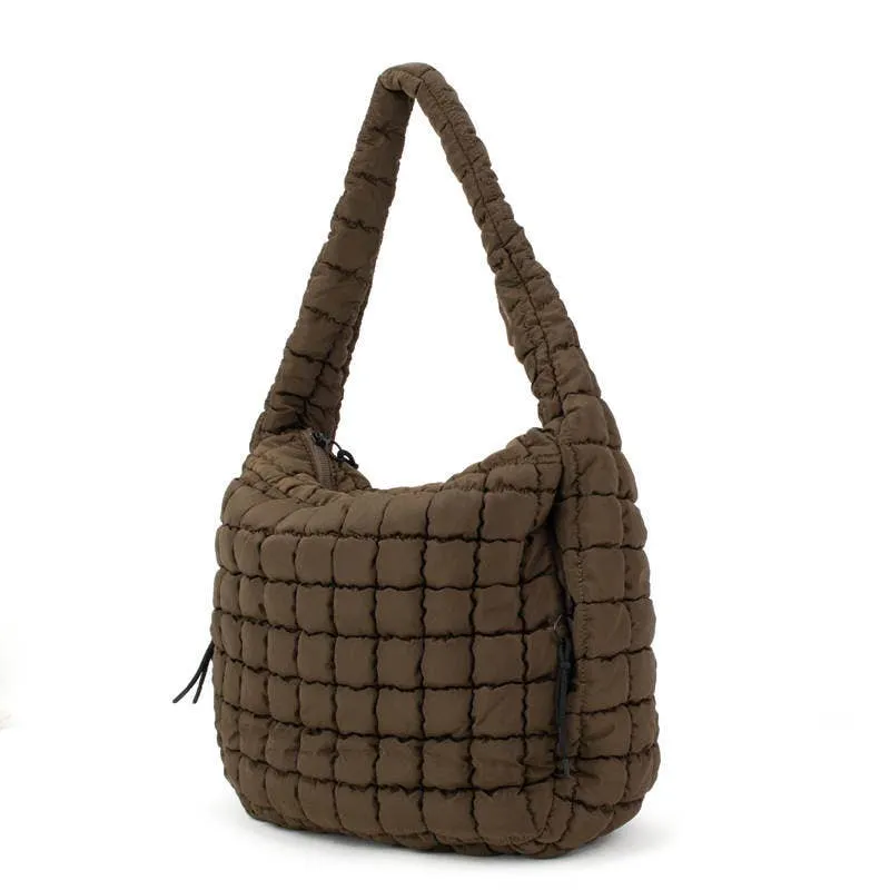 Carmella Pufferquilt Shoulder Bag-Cocoa 
