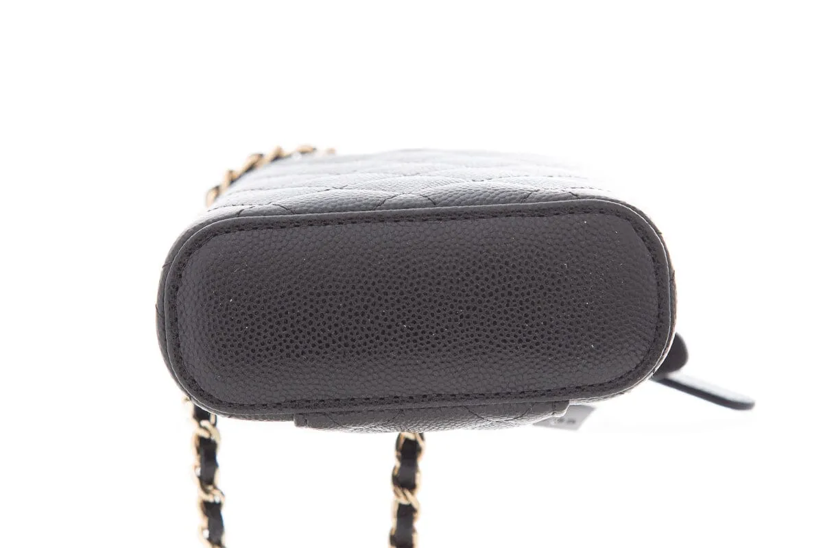 Chanel 2020 Black Caviar Quilted Phone Case On Chain Handbag