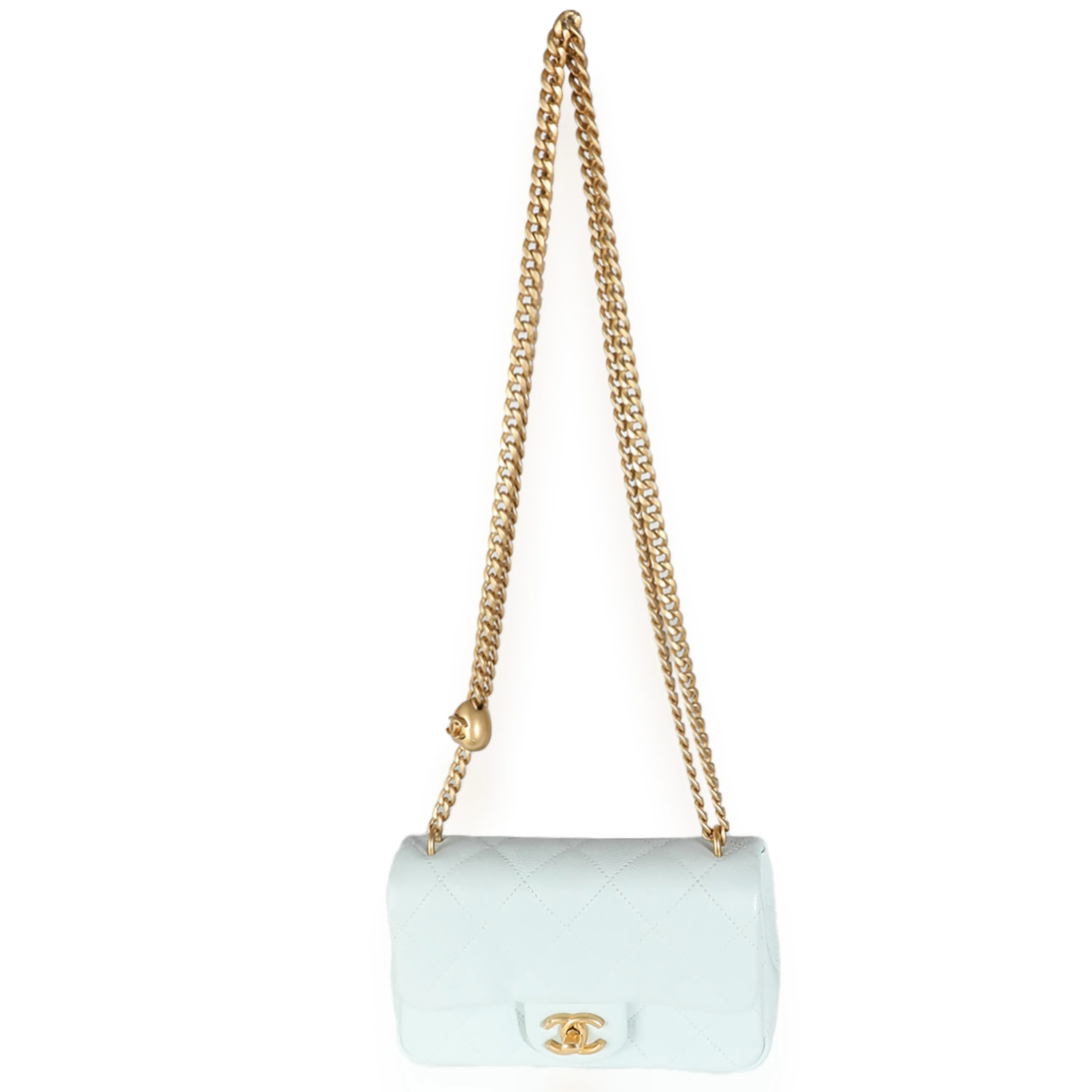 CHANEL 24P Blue Quilted Caviar Sweetheart Crush Mini Flap Bag