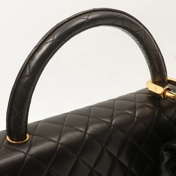 Chanel Around 1992 Made Classic Flap Handbag With Micro Bag Black