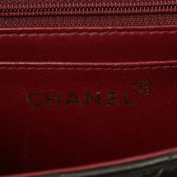 Chanel Around 1992 Made Classic Flap Handbag With Micro Bag Black