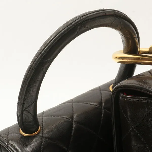 Chanel Around 1992 Made Classic Flap Handbag With Micro Bag Black