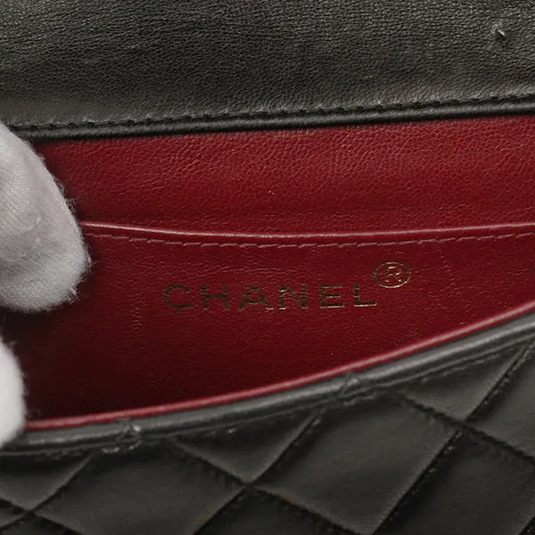 Chanel Around 1992 Made Classic Flap Handbag With Micro Bag Black