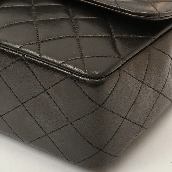 Chanel Around 1992 Made Classic Flap Handbag With Micro Bag Black