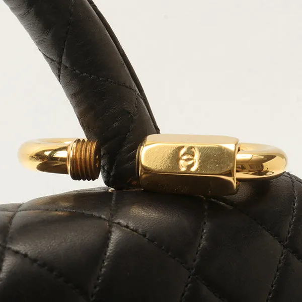Chanel Around 1992 Made Classic Flap Handbag With Micro Bag Black