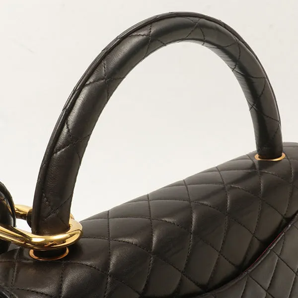 Chanel Around 1992 Made Classic Flap Handbag With Micro Bag Black