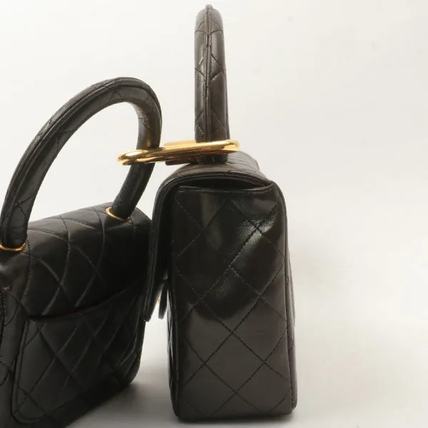 Chanel Around 1992 Made Classic Flap Handbag With Micro Bag Black
