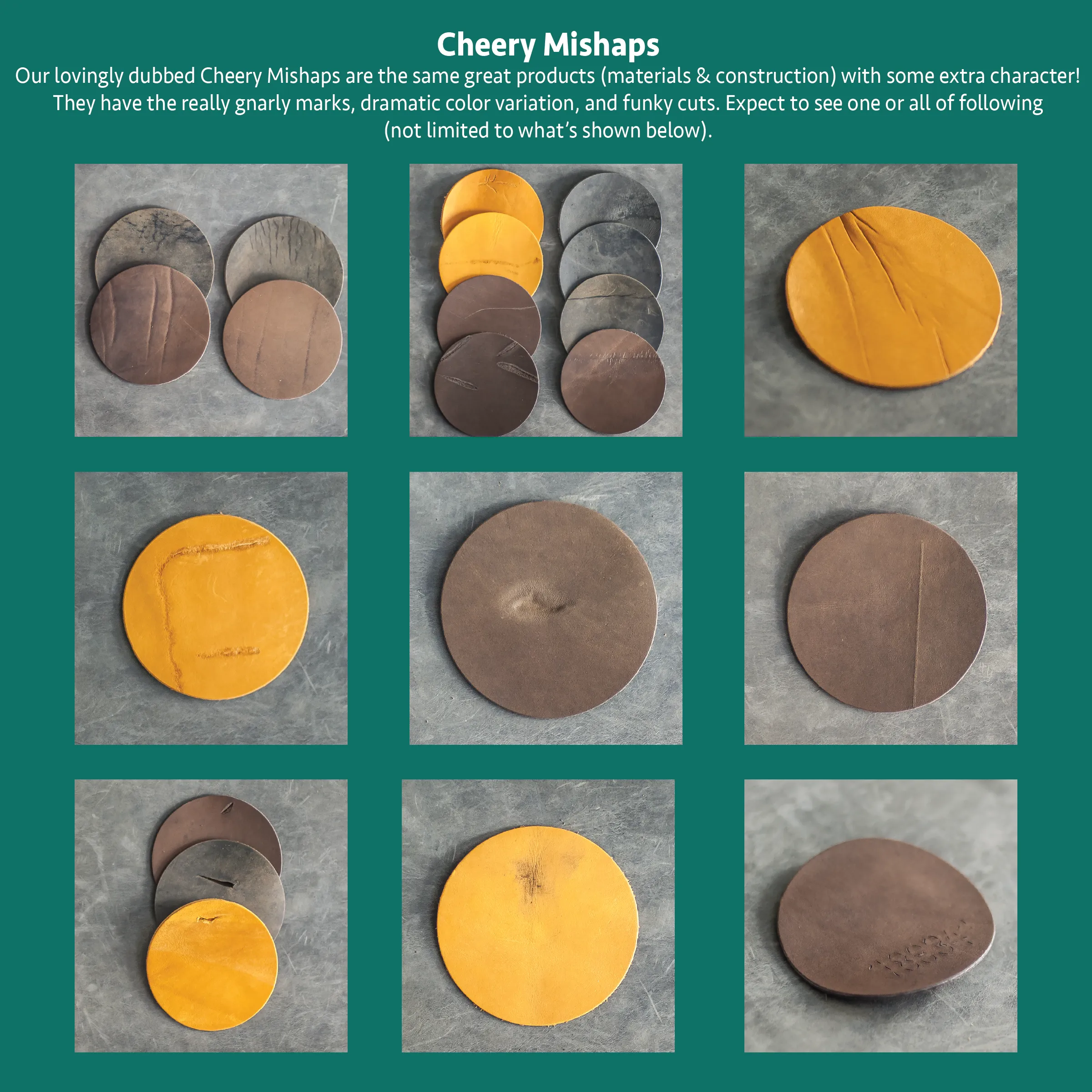 Cheery Mishaps - Refillable Leather Journals with Wrap Closure