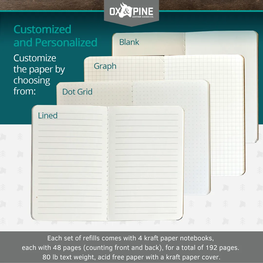 Cheery Mishaps - Refillable Leather Journals with Wrap Closure