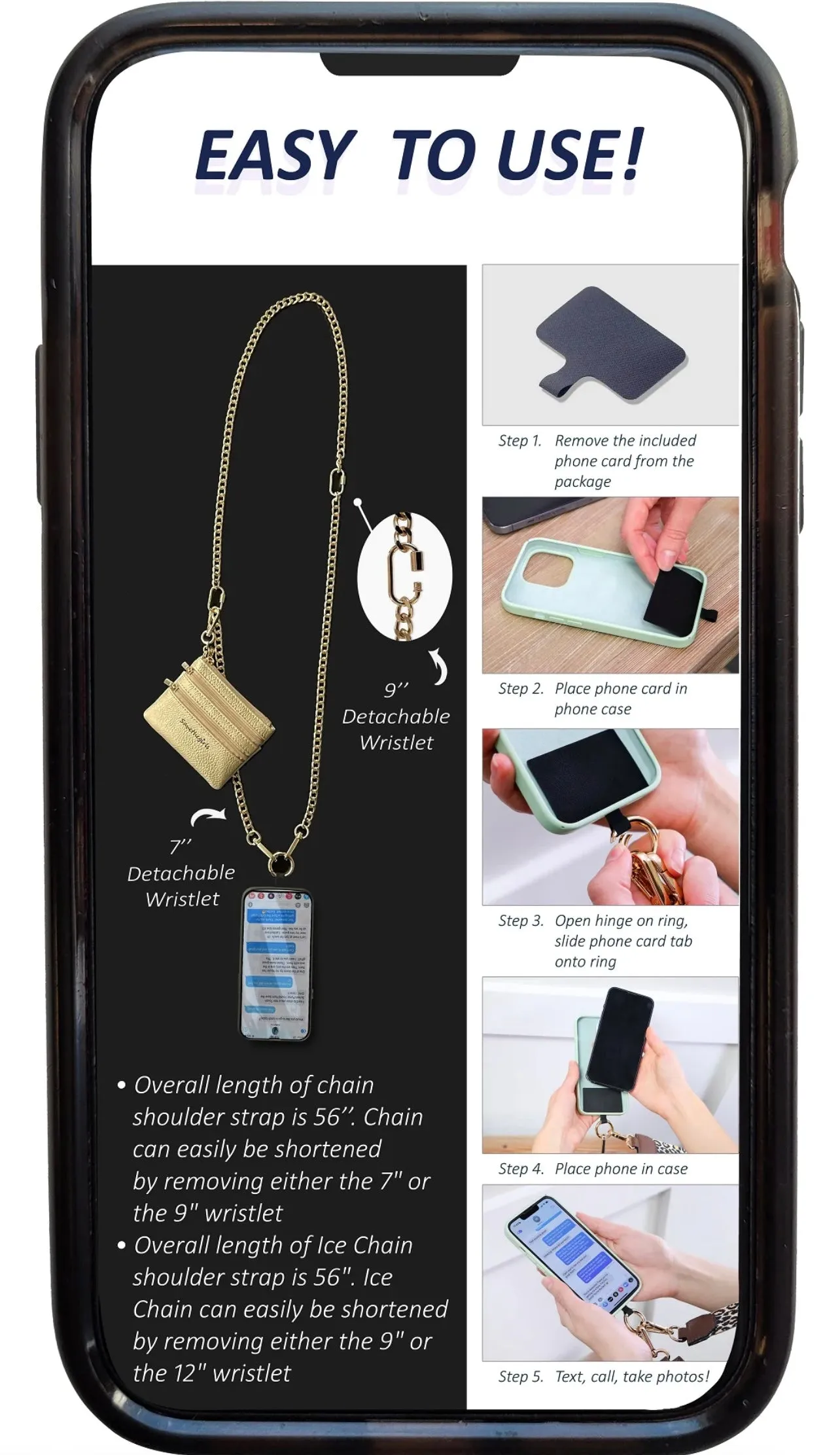 Clip & Go Chain Phone Strap