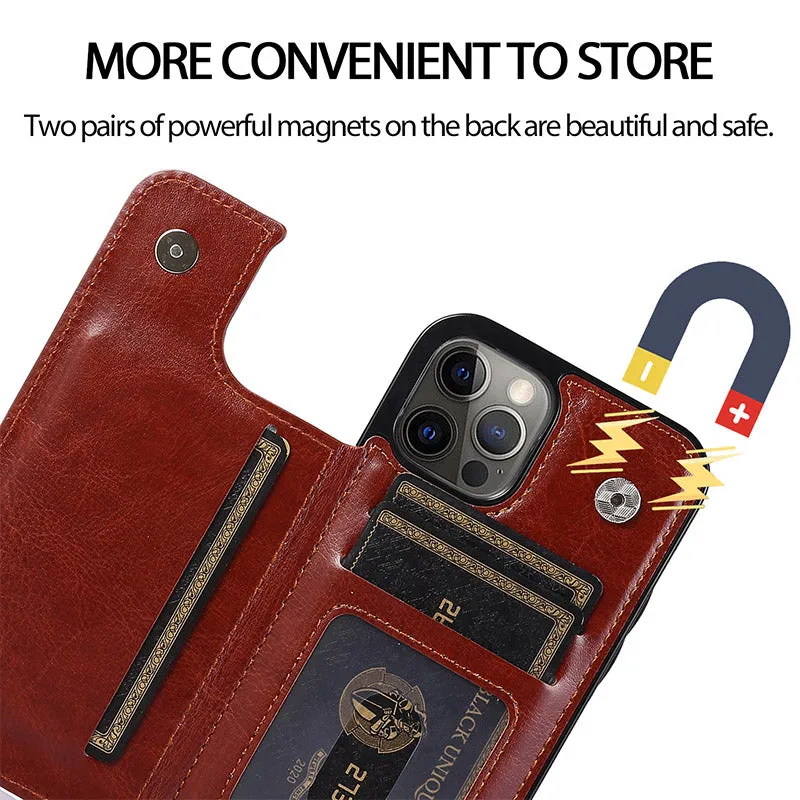 Compatible with iPhone 13 Pro Max Wallet Case Double Magnetic Clasp with Card Holder