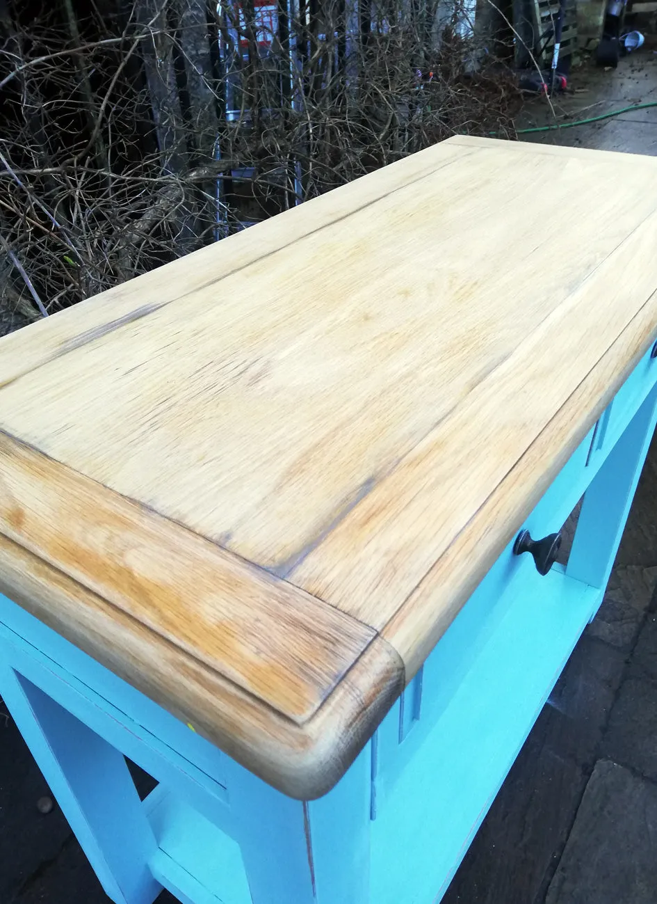 Console Table / sideboard painted in miss mustard seed milk paint eulalies sky