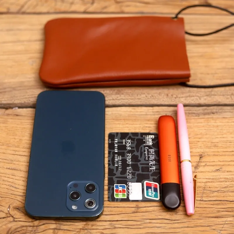 Cute Brown LEATHER Side Bag Pouch Phone WOMEN SHOULDER BAG Slim Phone Crossbody Pouch FOR WOMEN
