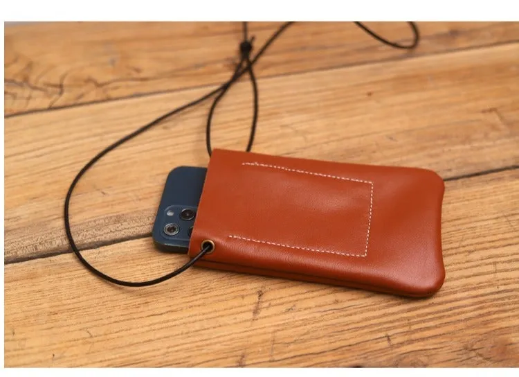 Cute Brown LEATHER Side Bag Pouch Phone WOMEN SHOULDER BAG Slim Phone Crossbody Pouch FOR WOMEN