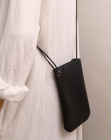 Cute Brown LEATHER Side Bag Pouch Phone WOMEN SHOULDER BAG Slim Phone Crossbody Pouch FOR WOMEN