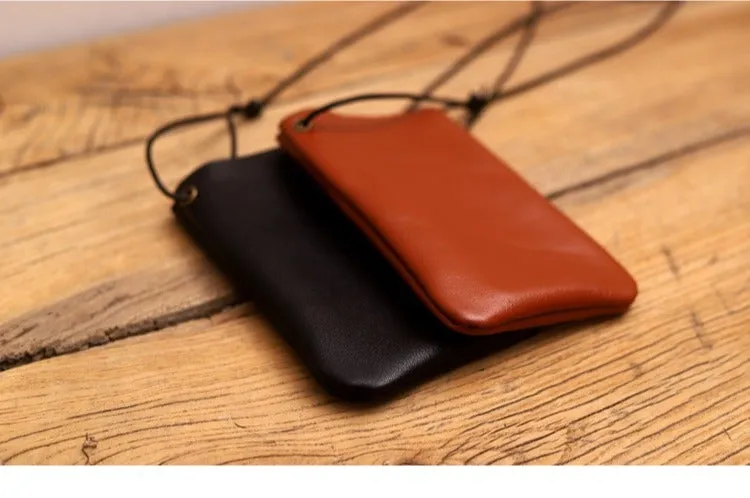 Cute Brown LEATHER Side Bag Pouch Phone WOMEN SHOULDER BAG Slim Phone Crossbody Pouch FOR WOMEN