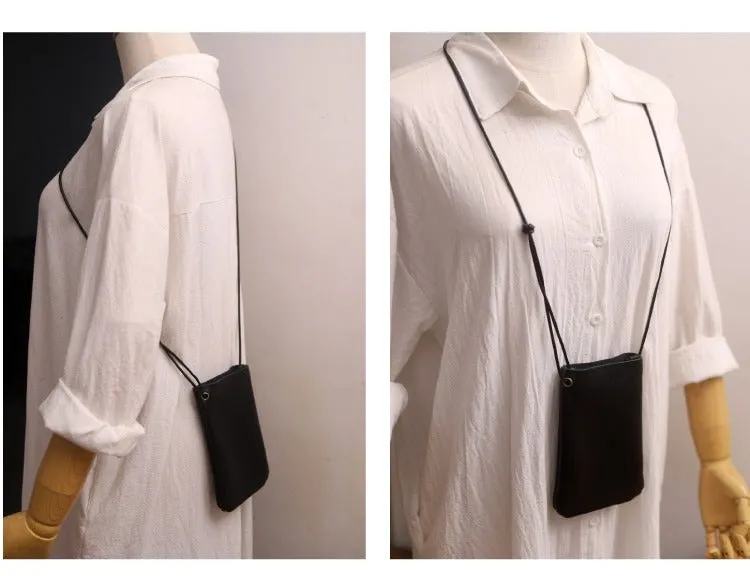Cute Brown LEATHER Side Bag Pouch Phone WOMEN SHOULDER BAG Slim Phone Crossbody Pouch FOR WOMEN