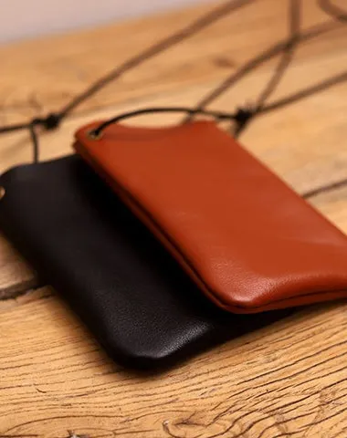 Cute Brown LEATHER Side Bag Pouch Phone WOMEN SHOULDER BAG Slim Phone Crossbody Pouch FOR WOMEN