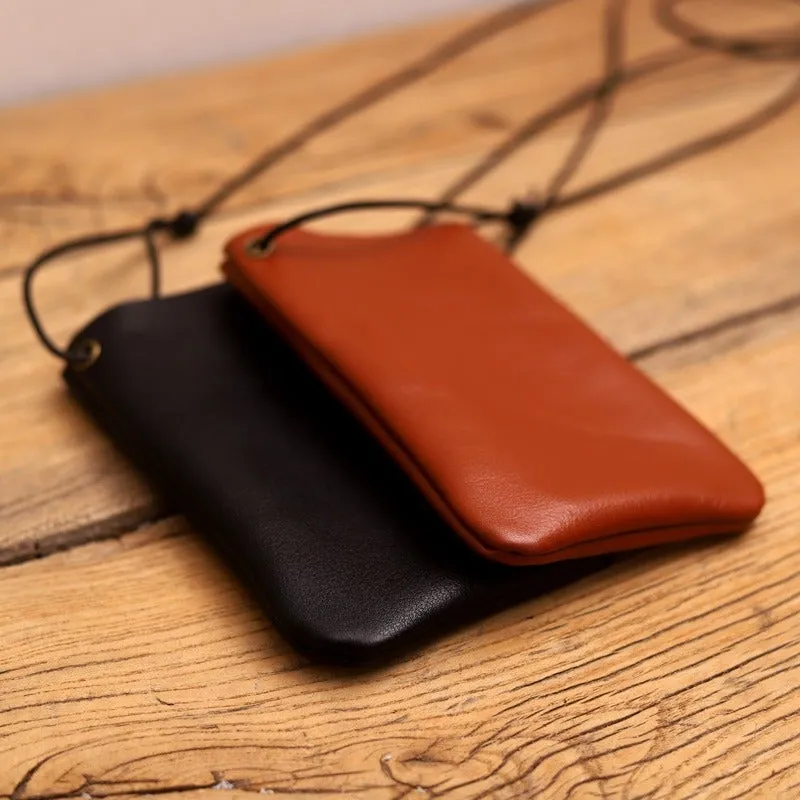 Cute Brown LEATHER Side Bag Pouch Phone WOMEN SHOULDER BAG Slim Phone Crossbody Pouch FOR WOMEN