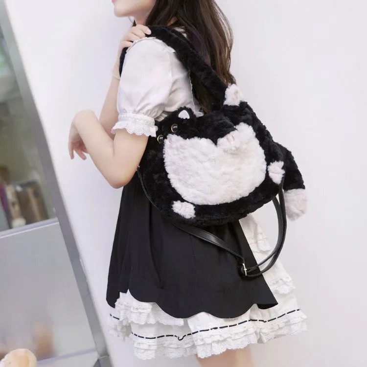Cute Little Fox & Black Cat Shoulder Messenger Bag
