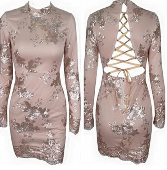 CUTE SHINING LONG SLEEVE DRESS