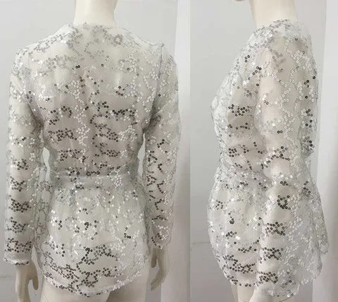CUTE SHINING SEQUINS LONG SLEEVE DRESS