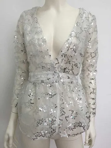 CUTE SHINING SEQUINS LONG SLEEVE DRESS