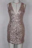 CUTE SHINING SEQUINS V COLLAR DRESS