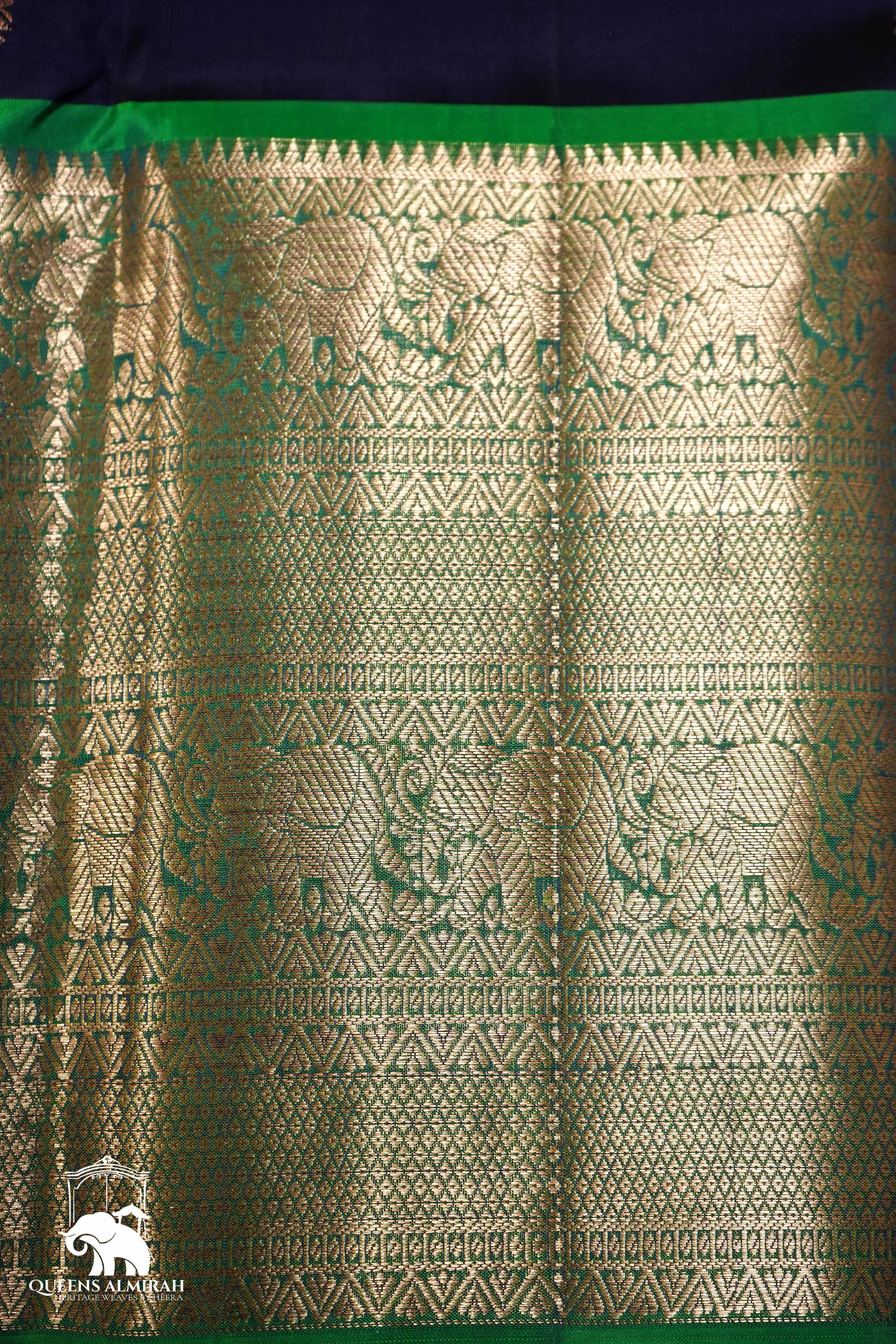 DARK PURPLE WITH SPRING GREEN KANCHIVARAM SILK SAREE
