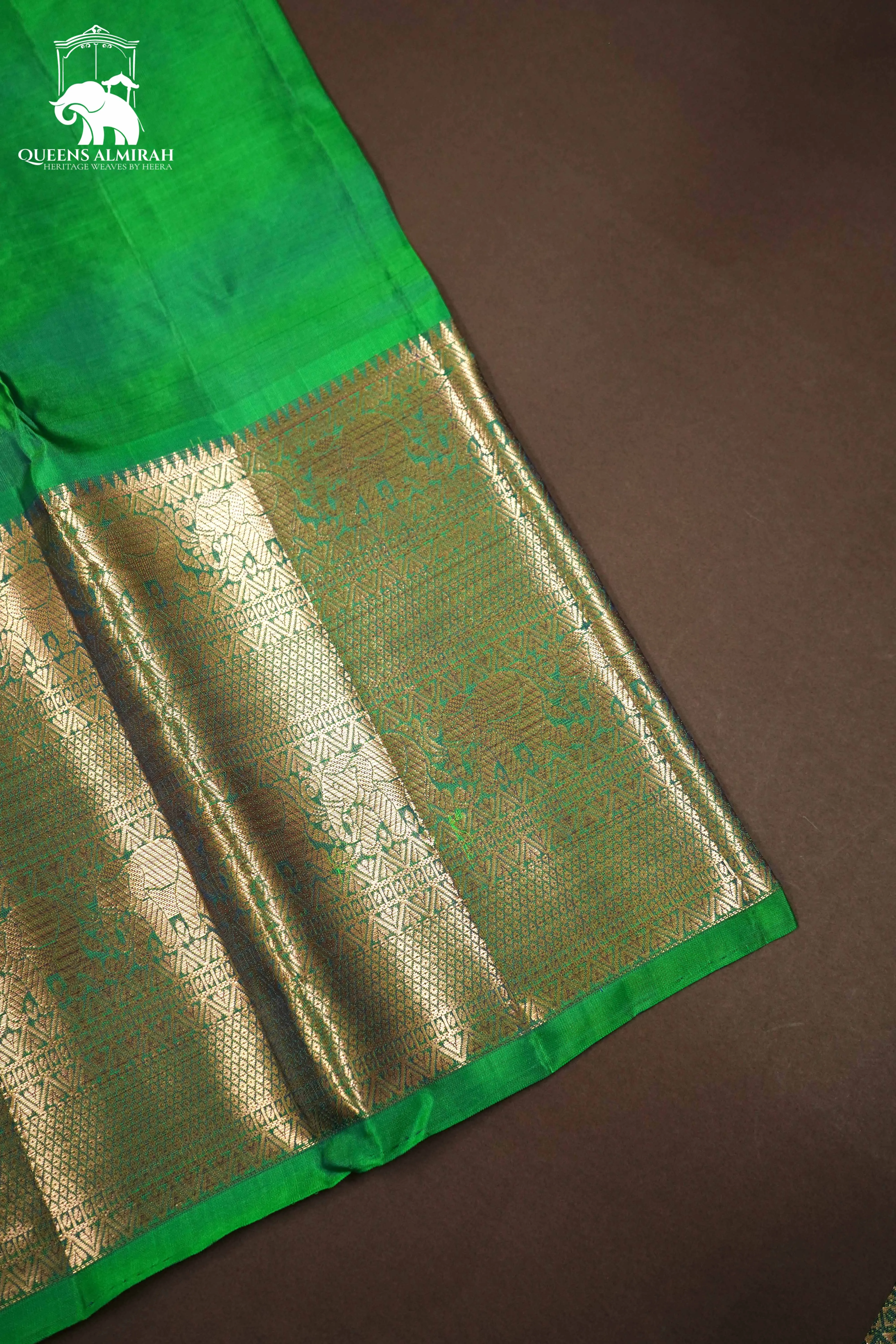 DARK PURPLE WITH SPRING GREEN KANCHIVARAM SILK SAREE