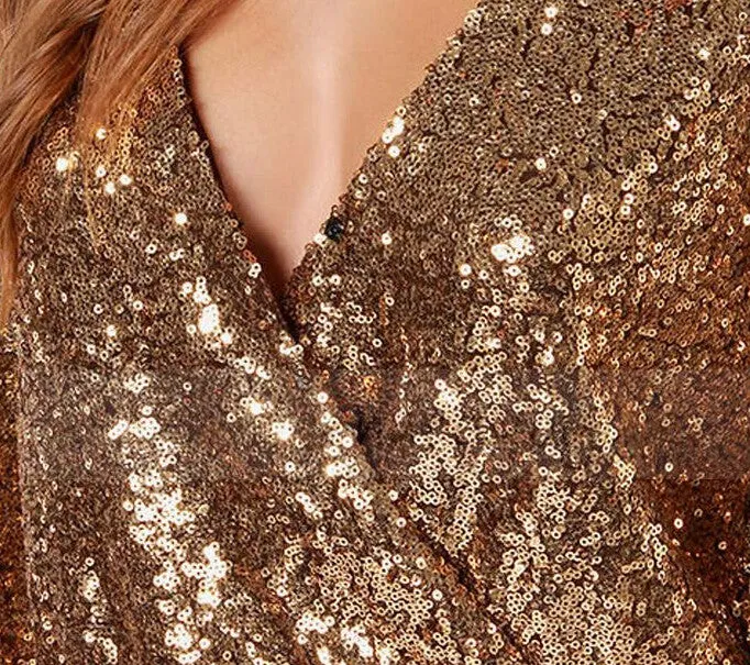 DEEP V SEQUIN SHINING DRESS