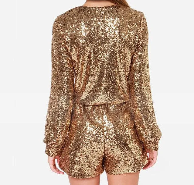 DEEP V SEQUIN SHINING DRESS