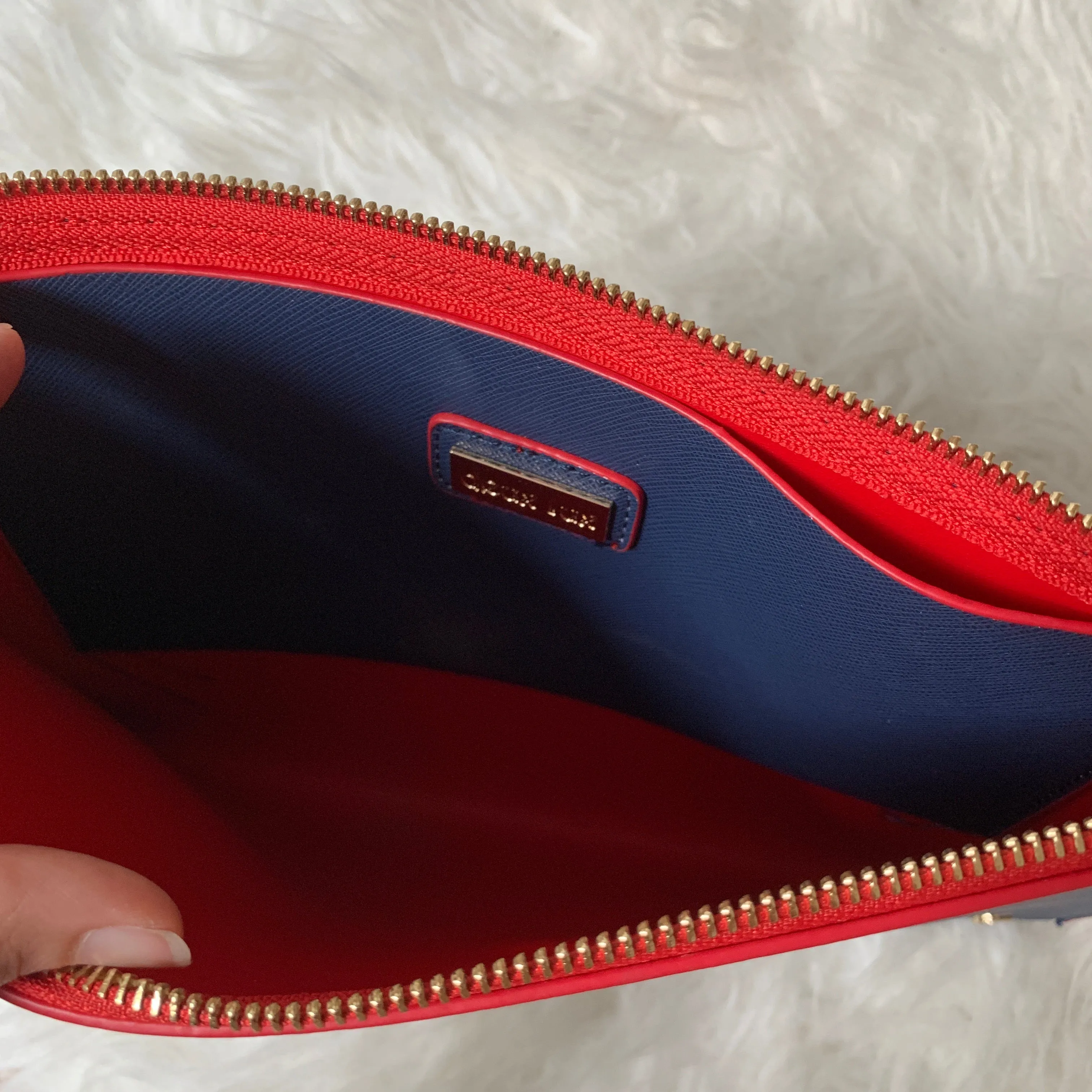 Deux Lux Navy & Red Leather Clutch