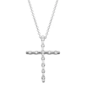 Diamond Bamboo Cross Pendant Necklace